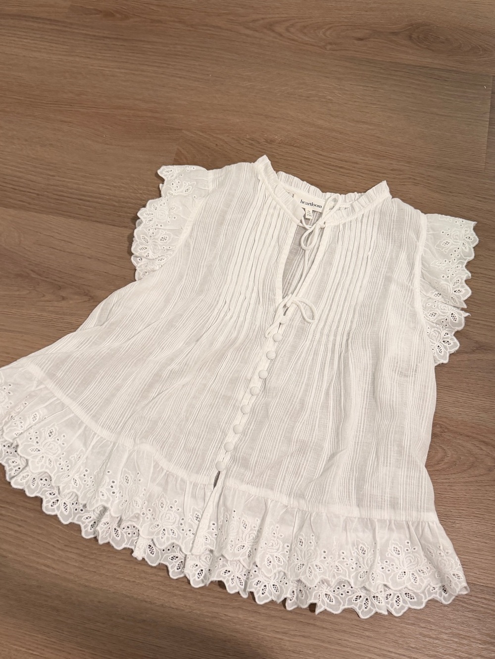 Heartloom White Eyelet Ruffle Sleeve Blouse